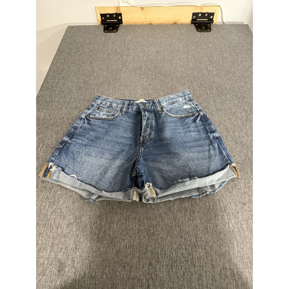 Kenzie Jeans The High Rise Shorts Distressed Cuffed Denim Jean Shorts Sz 2/26